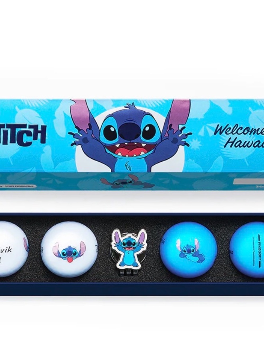 Disney/ Volvik Stitch welcome to Hawaii Golf Ball Set w/marker new and sealed